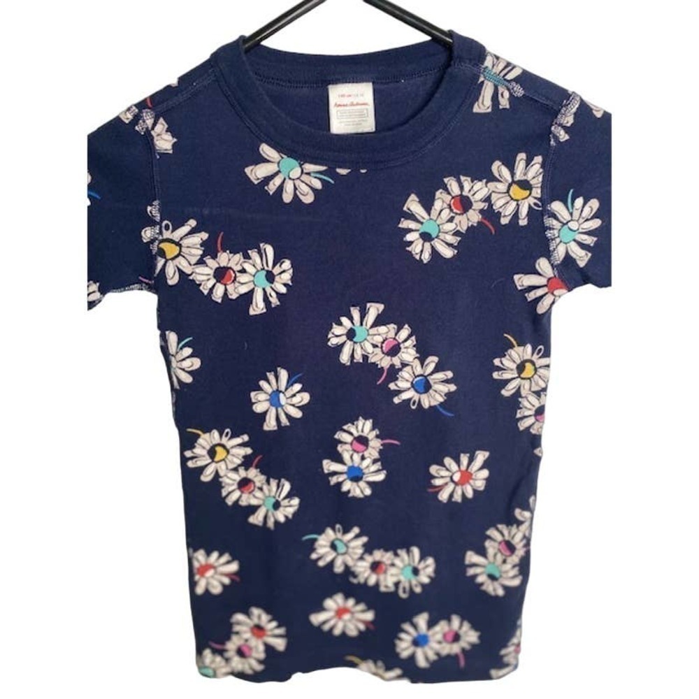 Hanna Andersson Shirt, Short Sleeves, Flowers, Navy, Size 10 NWOTs